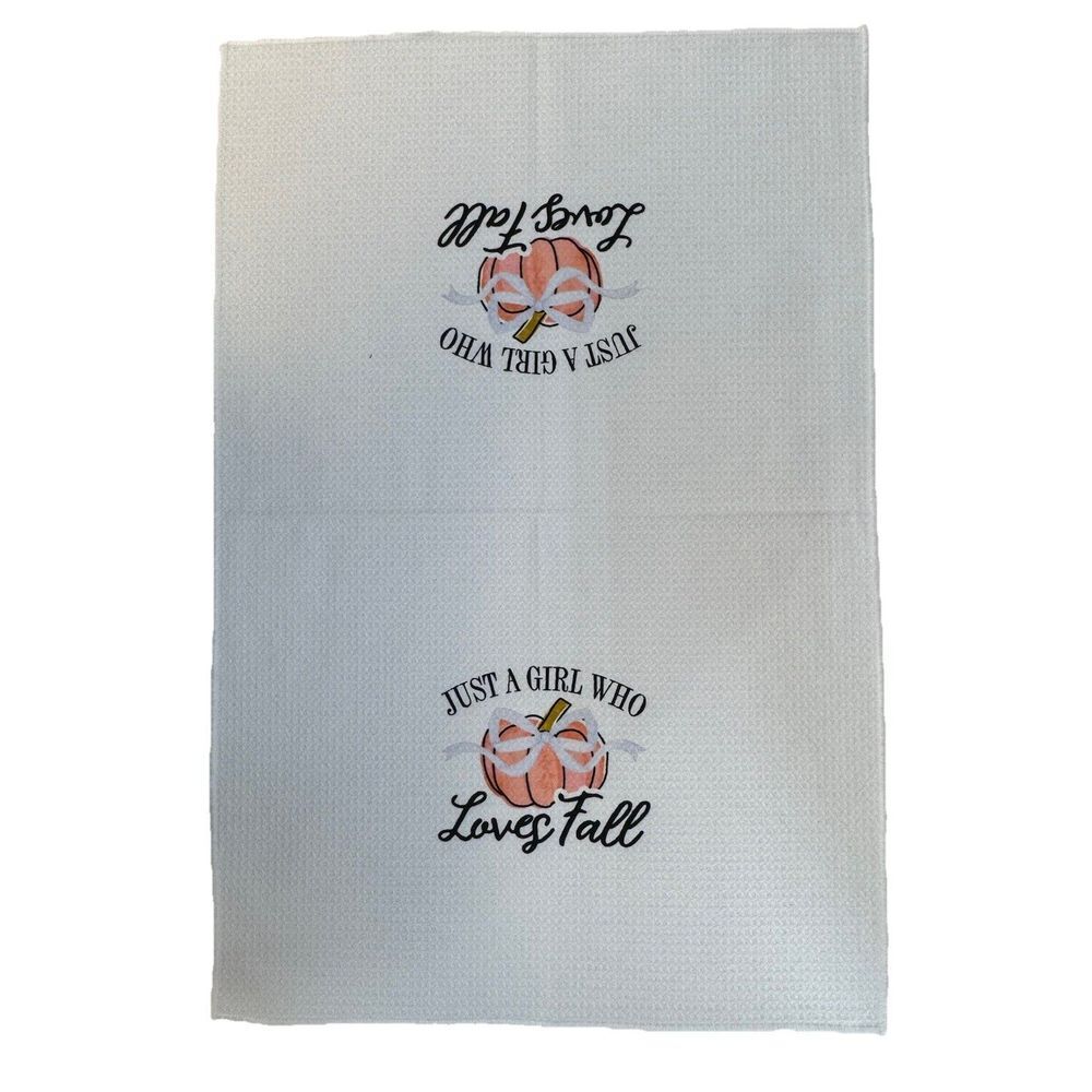 Dish Towel Decorative Just A Girl Who Loves Fall Pumpkin Decor Thanksgiving - Picture 2 of 4